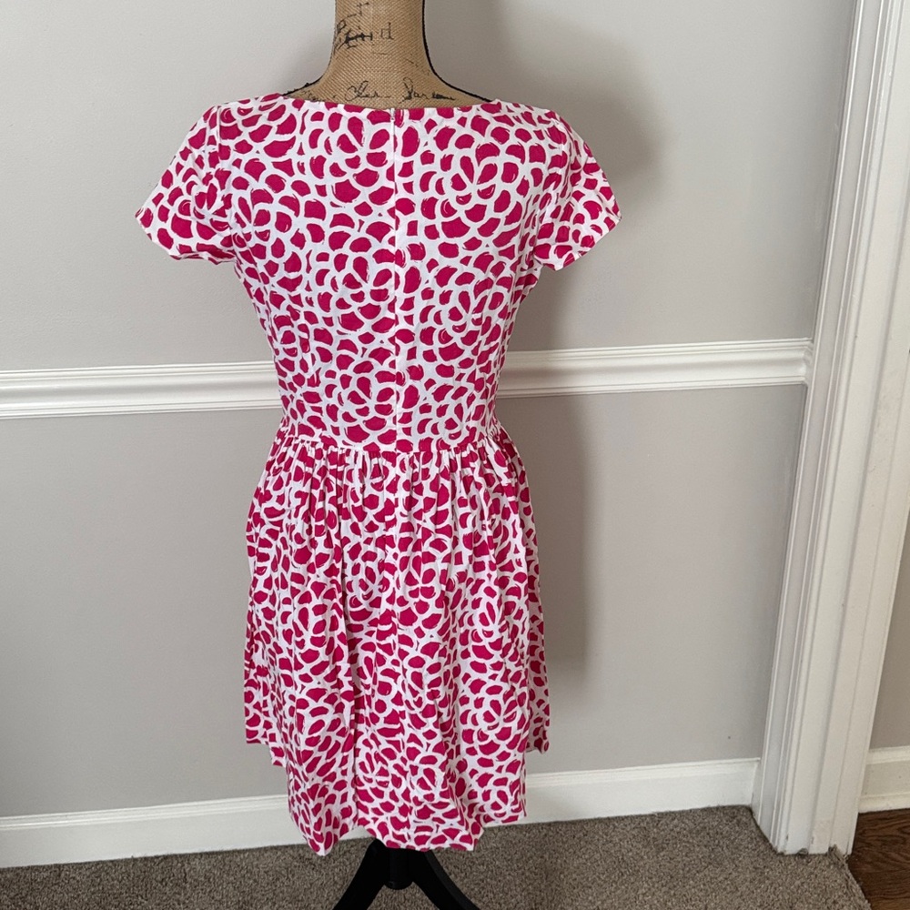 Oscar de la Renta Fuchsia and White Midi Dress - Picture 5 of 6